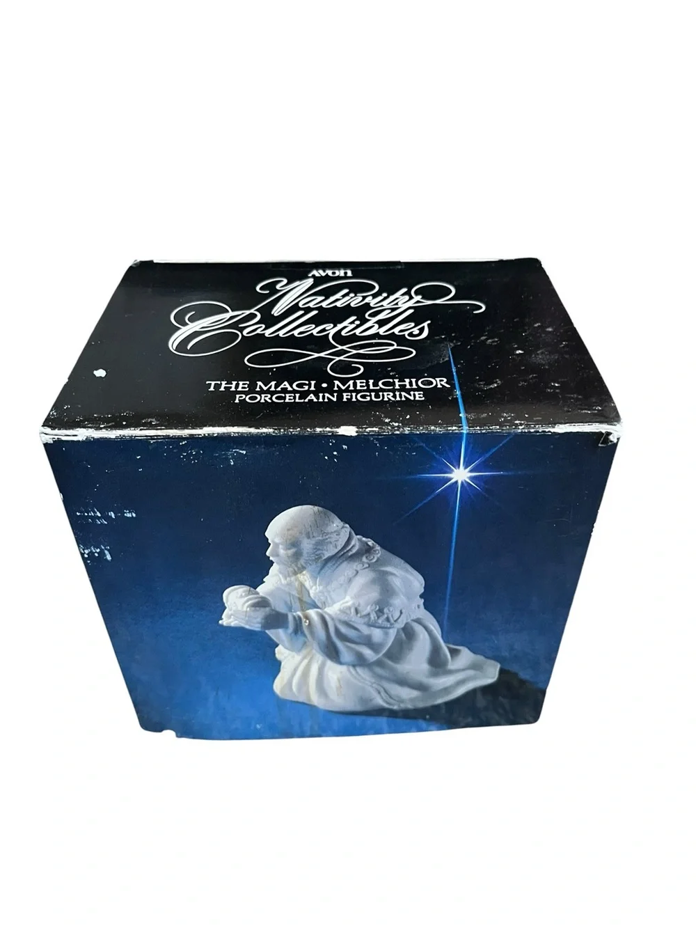 Vintage 1982 Avon Nativity  The Magi Melchior White Porcelain Figure In Box